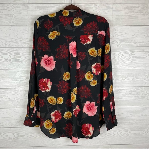 Tahari Floral Button Down Blouse Size XL - Picture 6 of 7